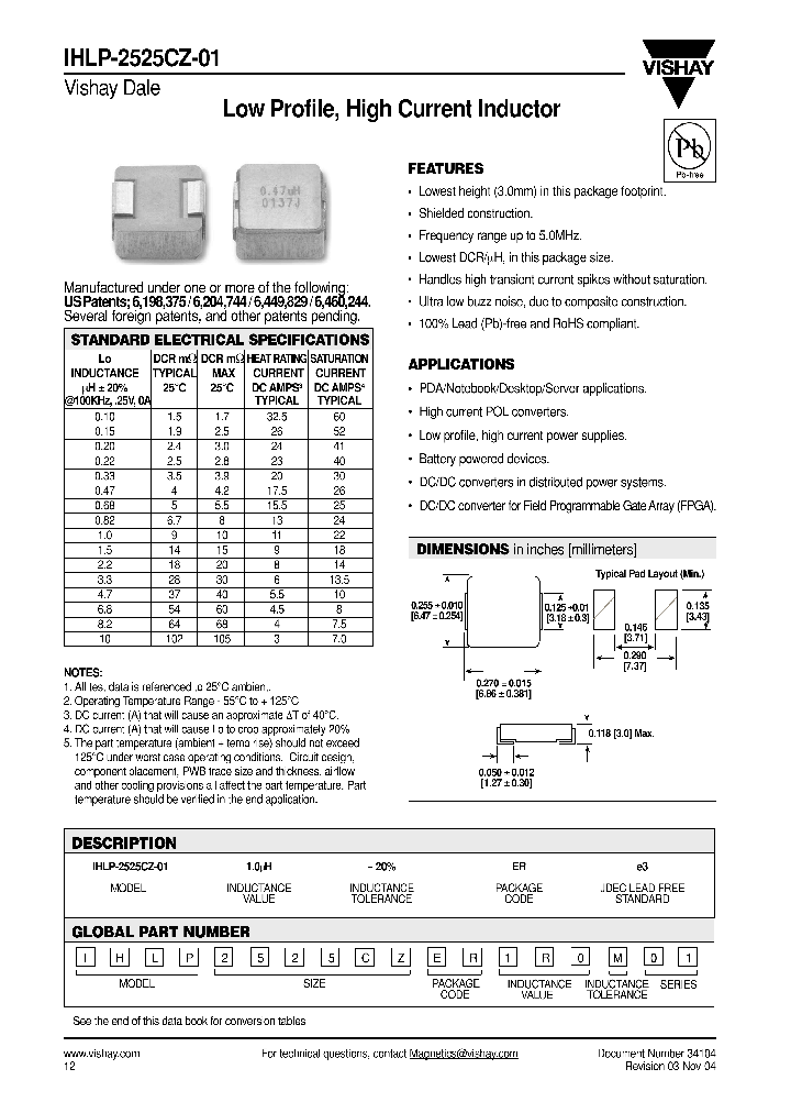 IHLP2525CZER1R0M01_935910.PDF Datasheet