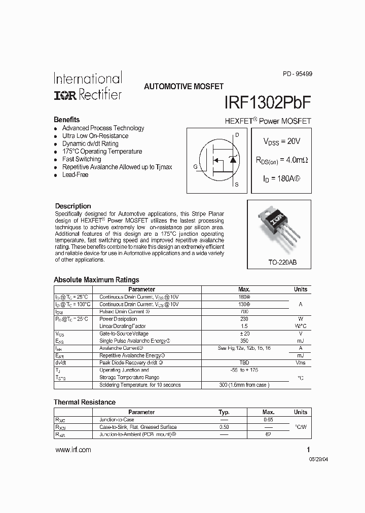 IRF1302PBF_1142602.PDF Datasheet