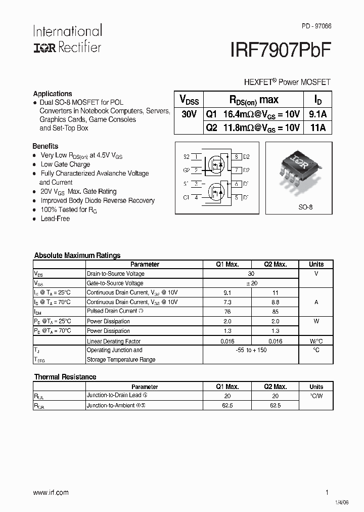 IRF7907PBF_1255677.PDF Datasheet