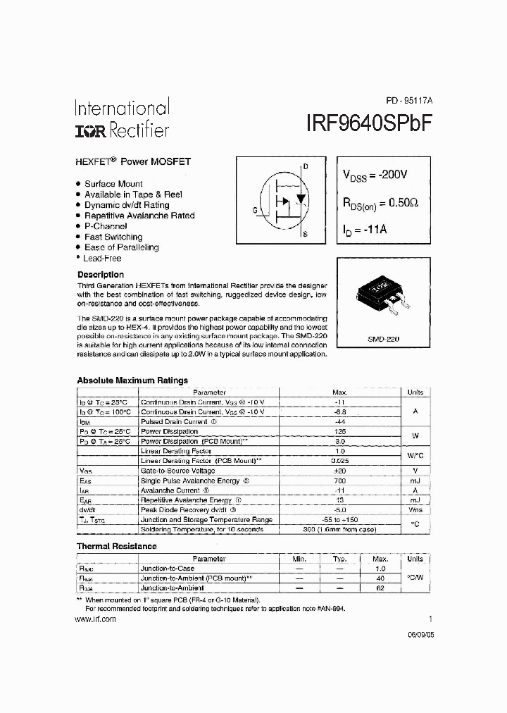 IRF9640SPBF_1084387.PDF Datasheet