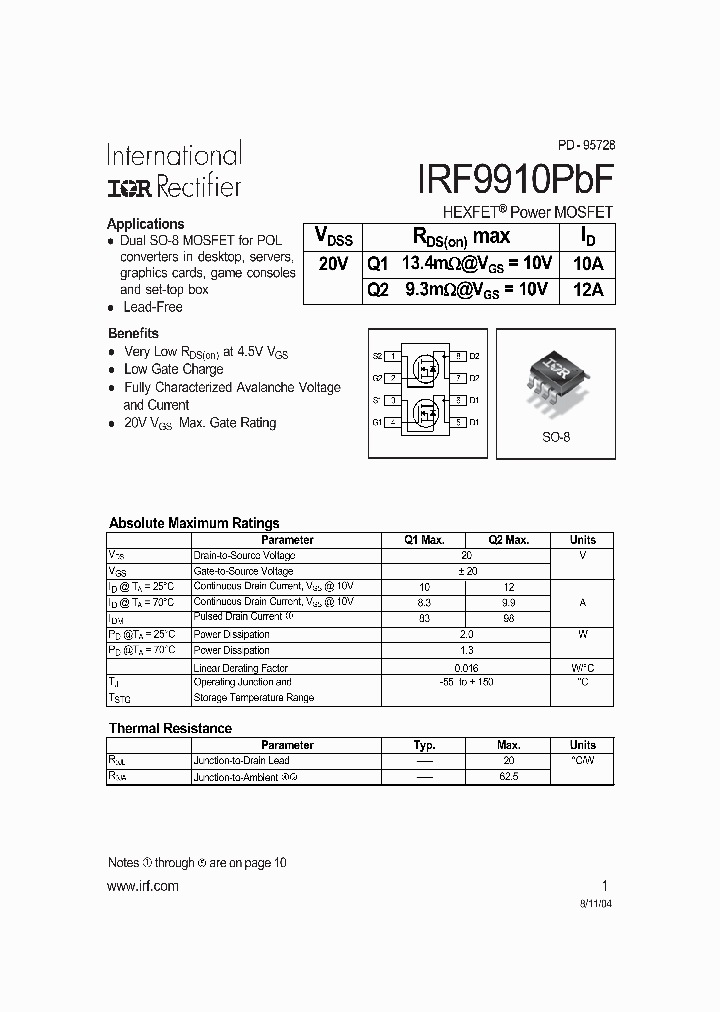 IRF9910PBF_1153089.PDF Datasheet