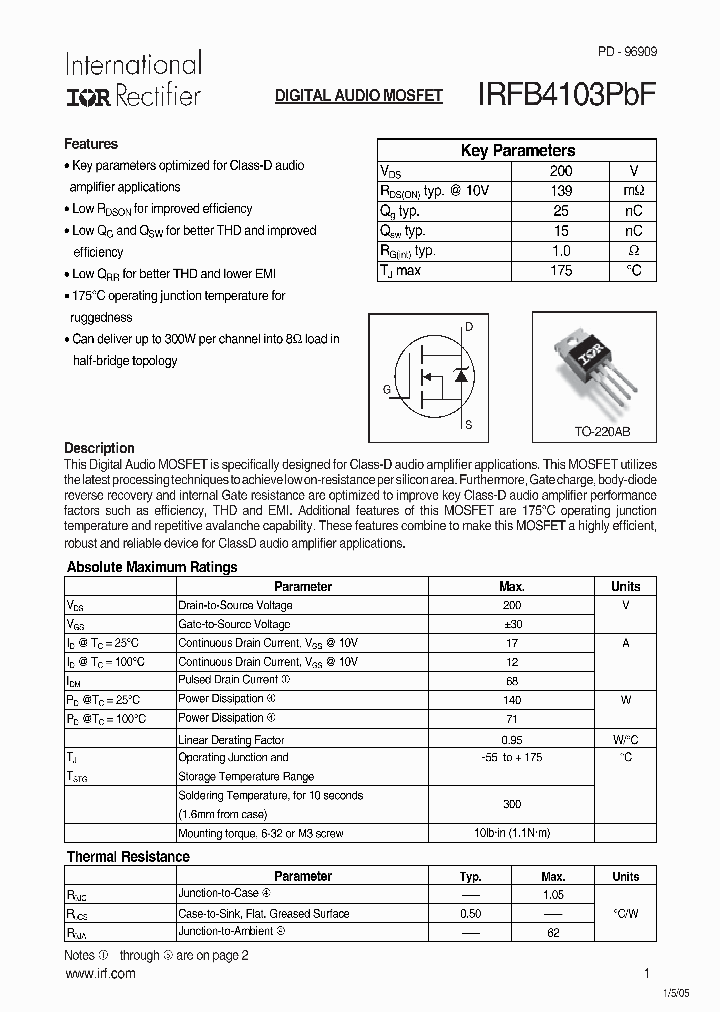 IRFB4103PBF_1255767.PDF Datasheet