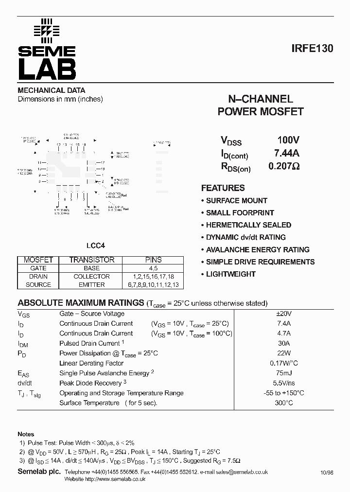 IRFE130_1091078.PDF Datasheet