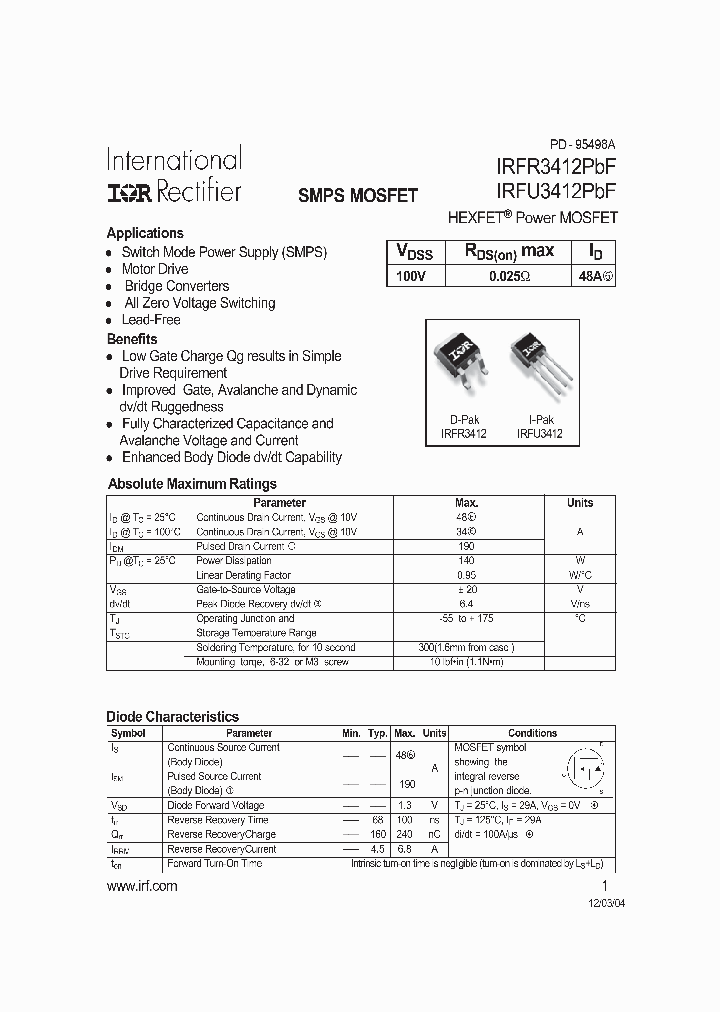 IRFU3412PBF_1170332.PDF Datasheet