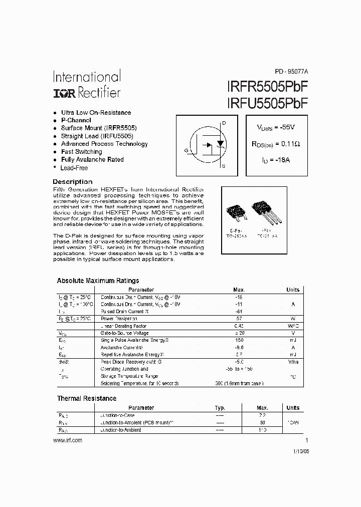 IRFR5505PBF_921253.PDF Datasheet