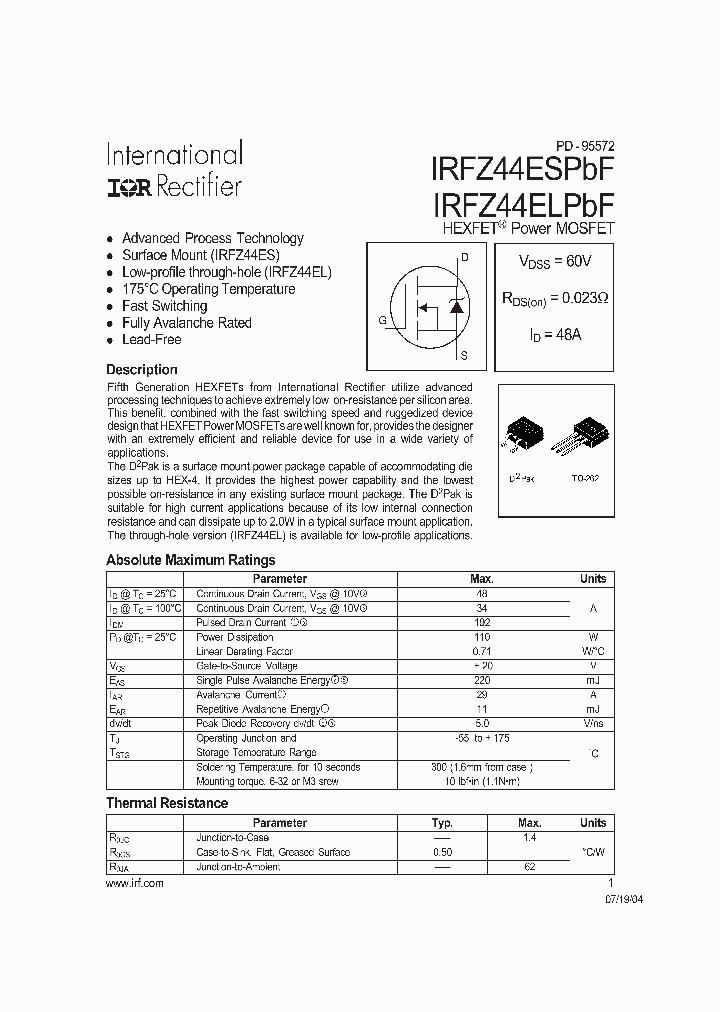 IRFZ44ESPBF_1256261.PDF Datasheet