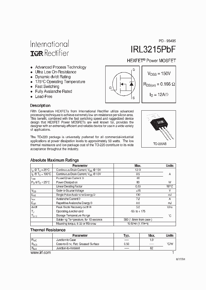 IRL3215PBF_1256791.PDF Datasheet