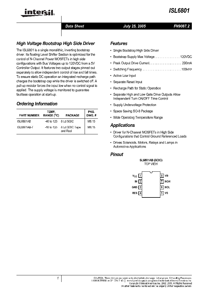 ISL6801ABT_1257598.PDF Datasheet Download
