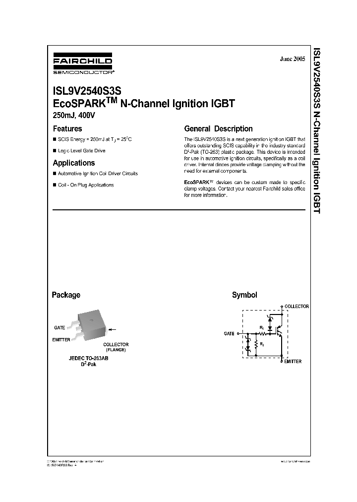 ISL9V2540S3ST_1257741.PDF Datasheet Download --- IC-ON-LINE