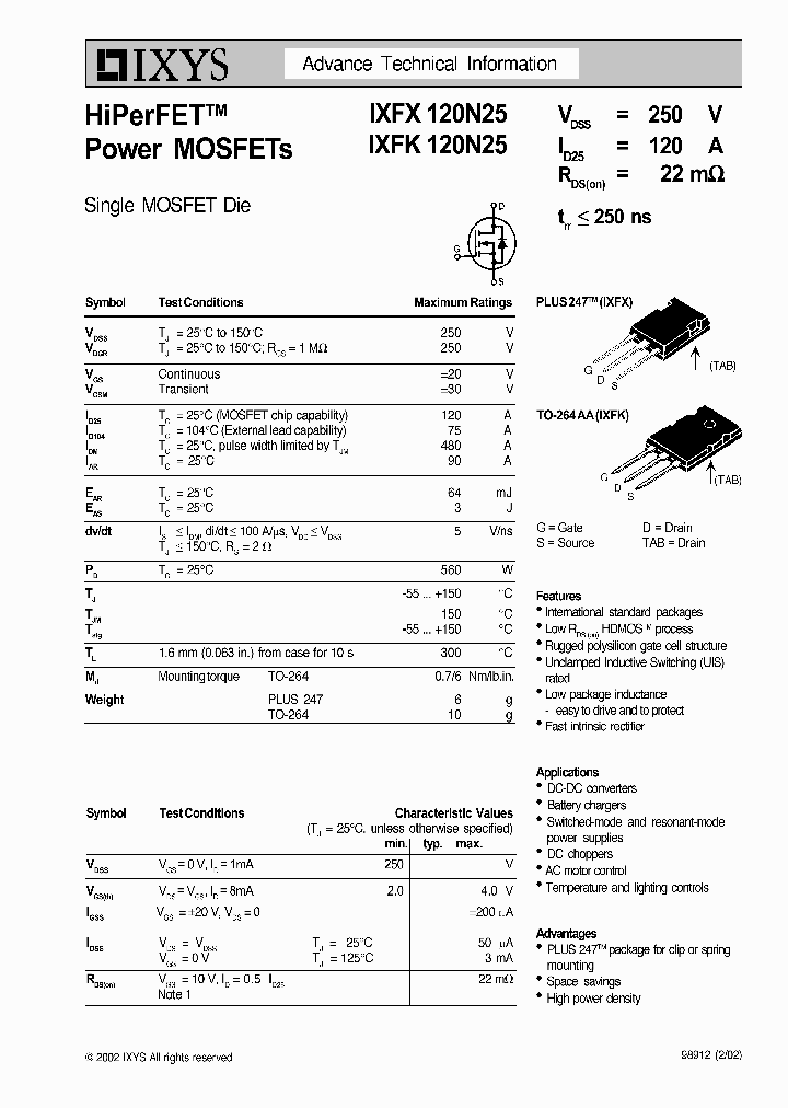 IXFX120N25_1258087.PDF Datasheet