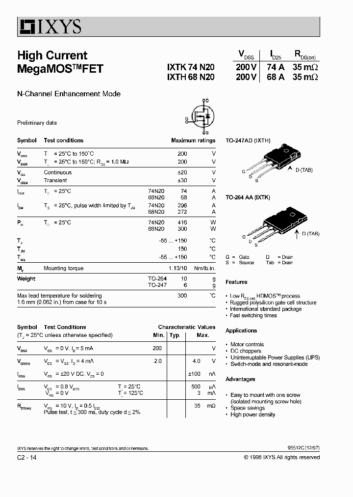 IXTK74N20_1258263.PDF Datasheet