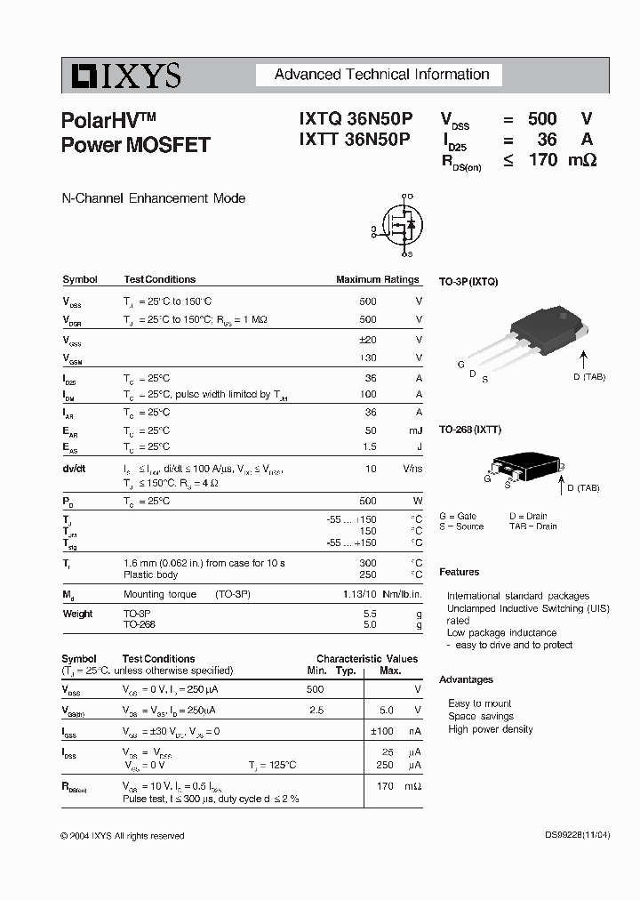 IXTT36N50P_1258284.PDF Datasheet