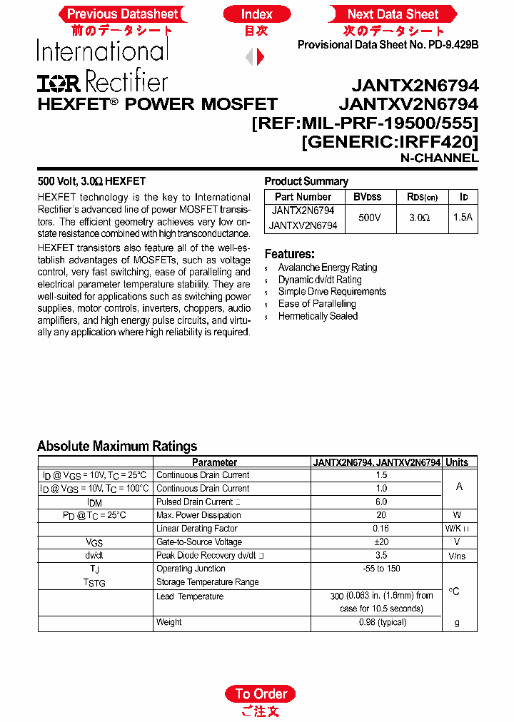 JANTX2N6794_1258516.PDF Datasheet