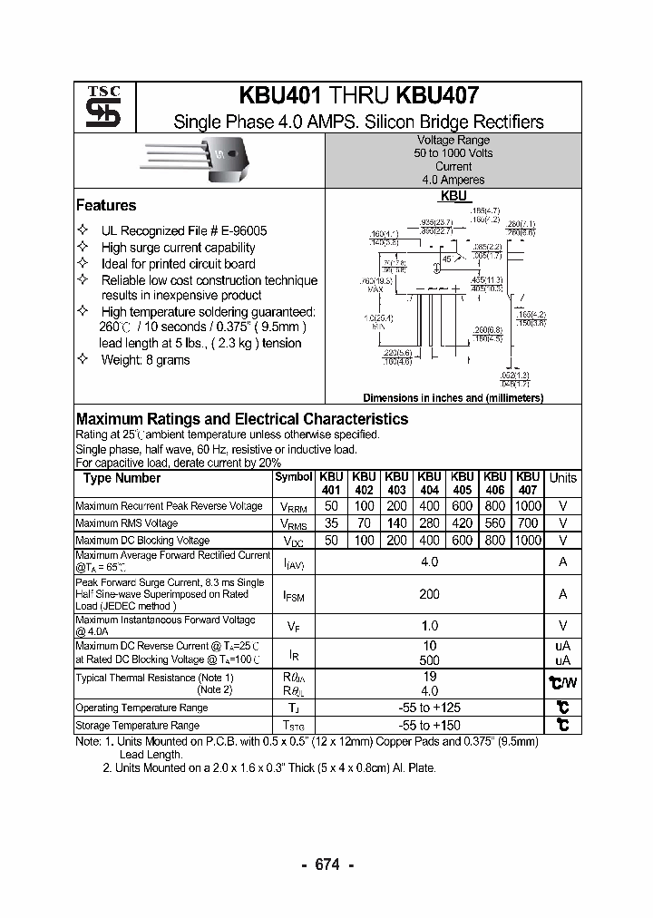 KBU401_1074588.PDF Datasheet