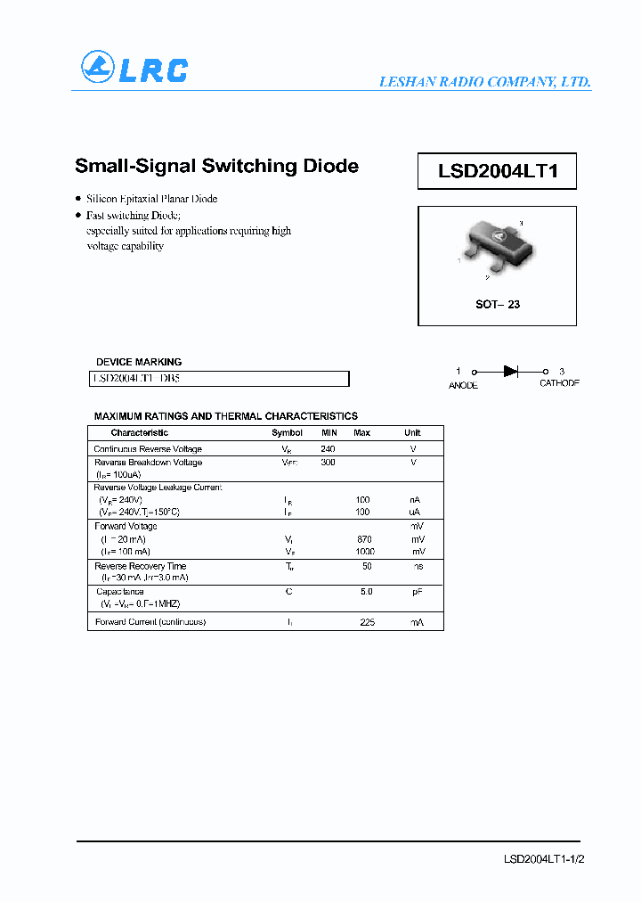 LSD2004LT1_1267294.PDF Datasheet