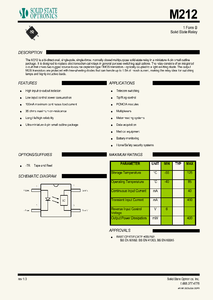 M212_1269038.PDF Datasheet Download --- IC-ON-LINE