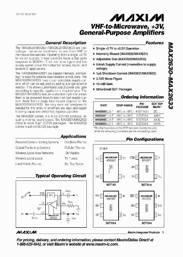 MAX2633EUT-T_1272840.PDF Datasheet Download --- IC-ON-LINE