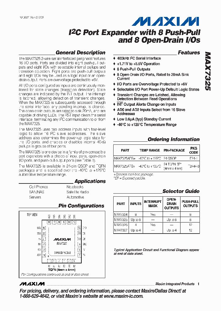 MAX7325AEG_700996.PDF Datasheet Download