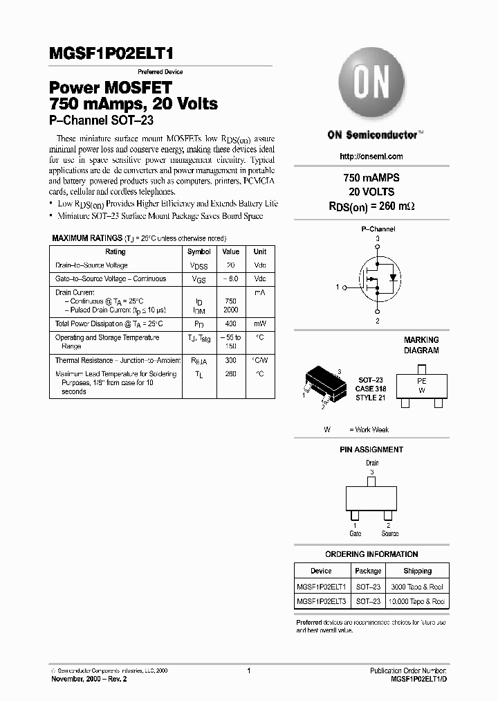 MGSF1P02ELT1_1150107.PDF Datasheet