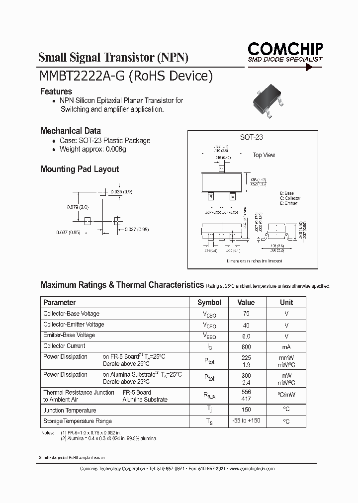 MMBT2222A-G_1174802.PDF Datasheet