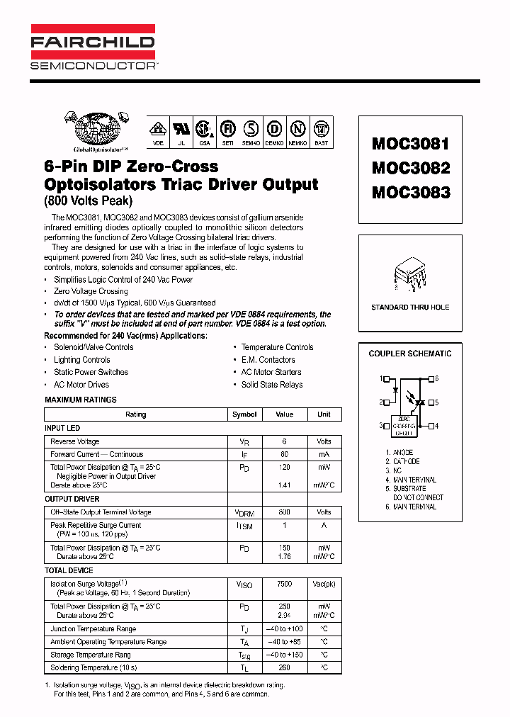 MOC3082_1186175.PDF Datasheet Download --- IC-ON-LINE