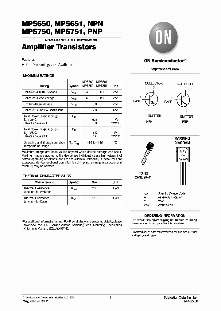 MPS750RLRAG_804751.PDF Datasheet Download --- IC-ON-LINE