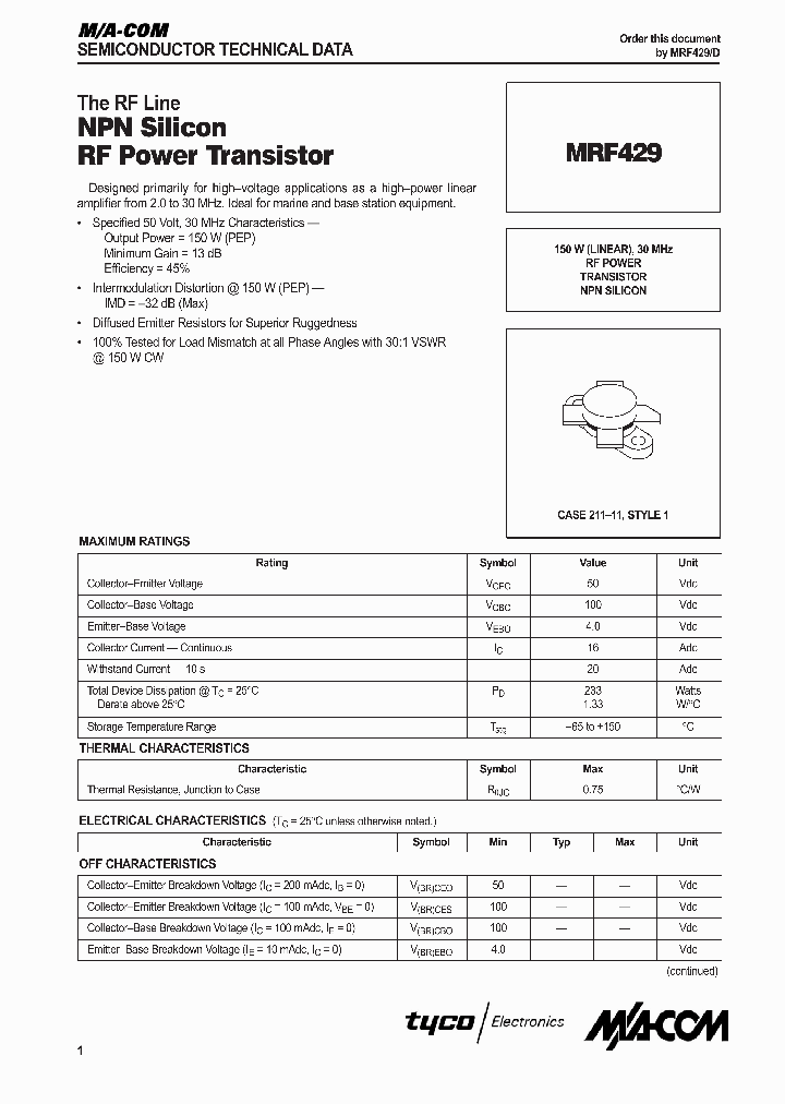 MRF429_1283553.PDF Datasheet