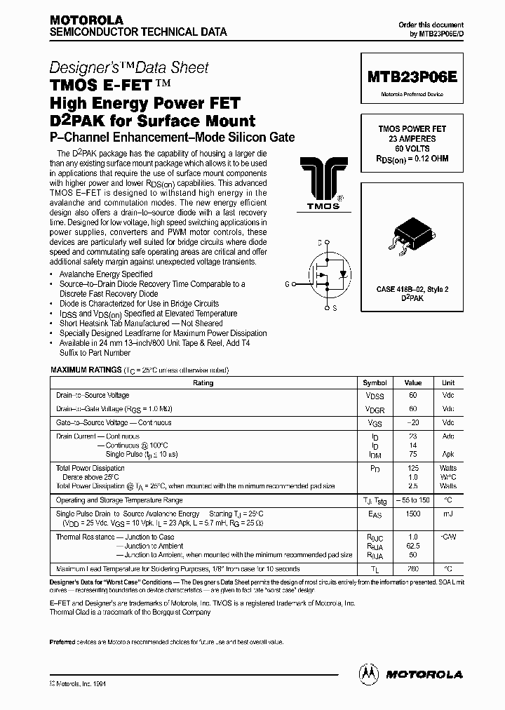 MTB23P06E_1285497.PDF Datasheet