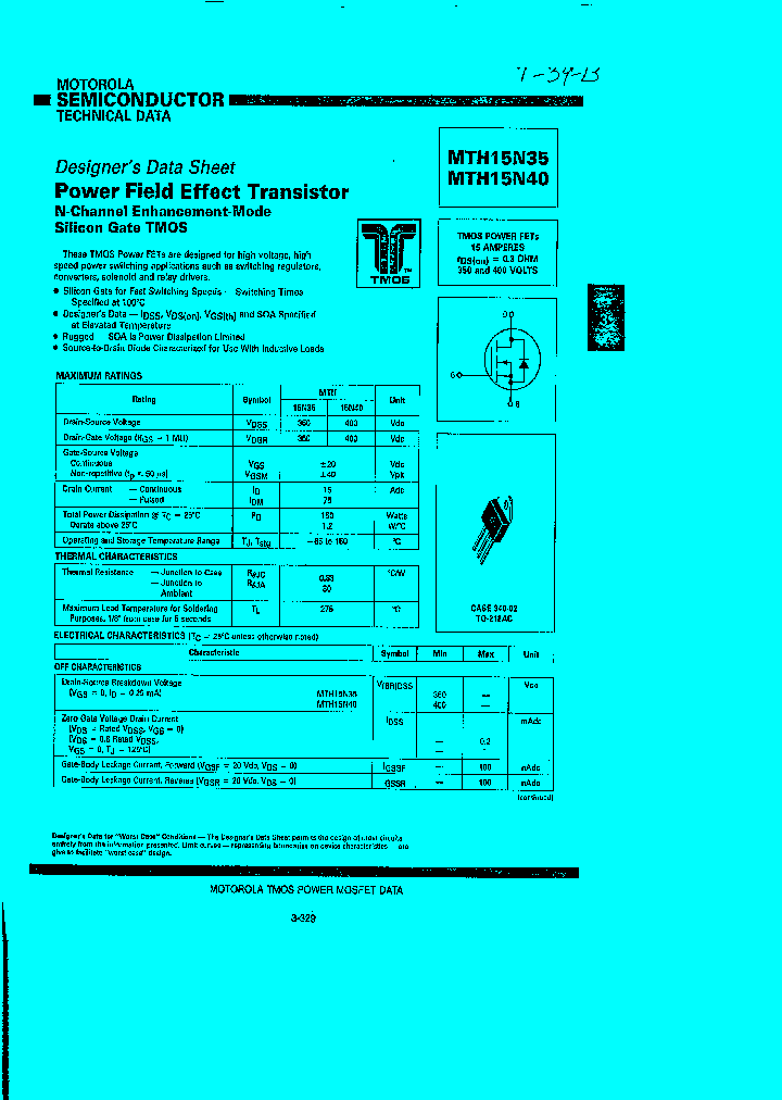 MTH15N40_1285748.PDF Datasheet