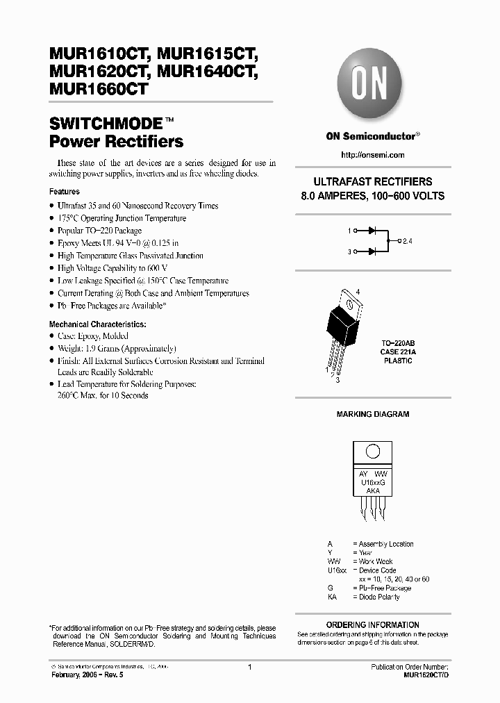 MUR1610CTG_1083901.PDF Datasheet