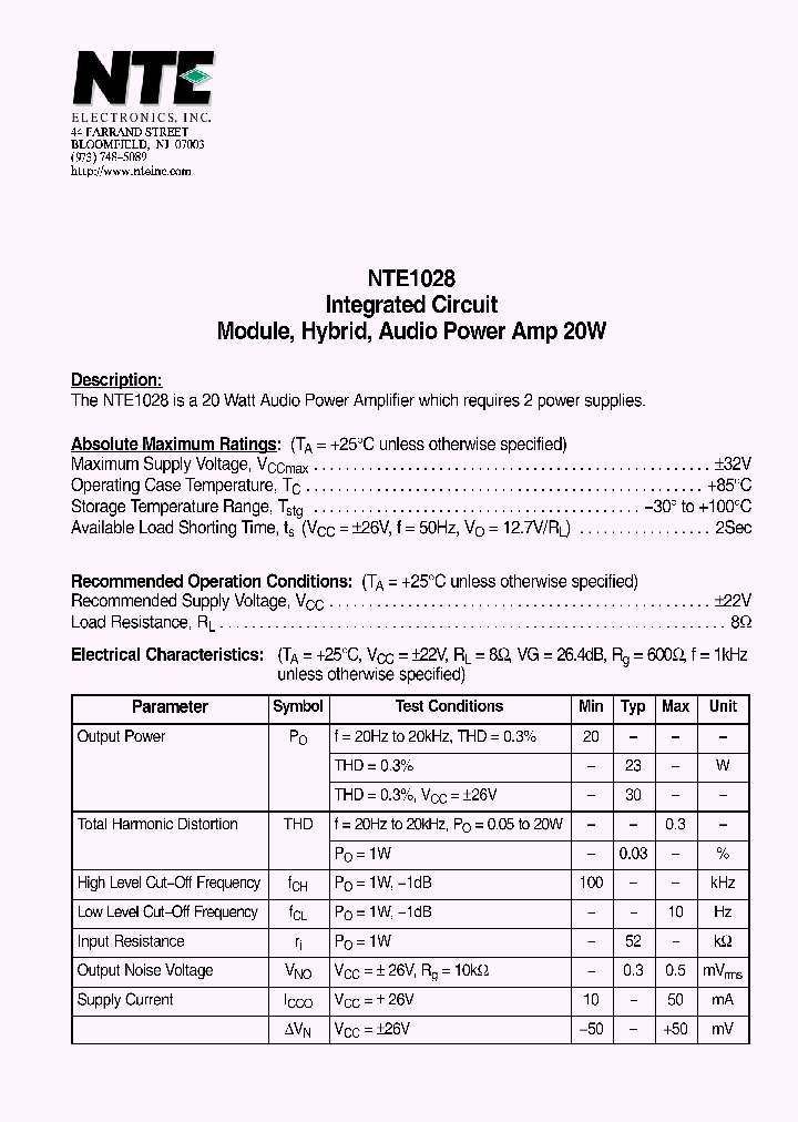 NTE1028_1289971.PDF Datasheet