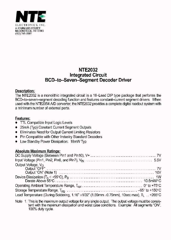 NTE2032_1189049.PDF Datasheet