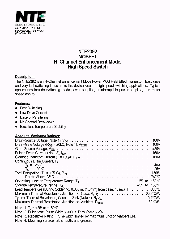 NTE2392_1290583.PDF Datasheet