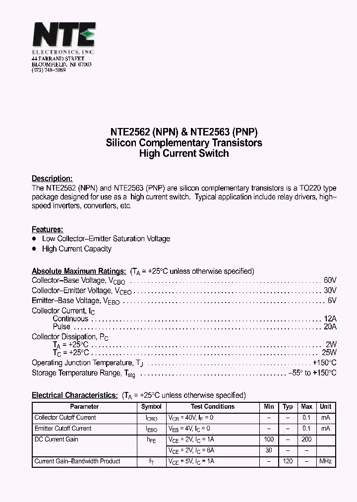 NTE2563_1290657.PDF Datasheet