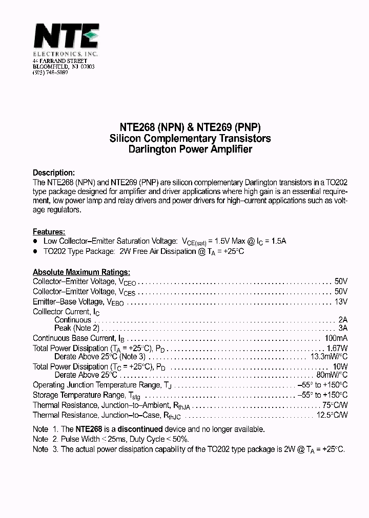 NTE269_1290683.PDF Datasheet
