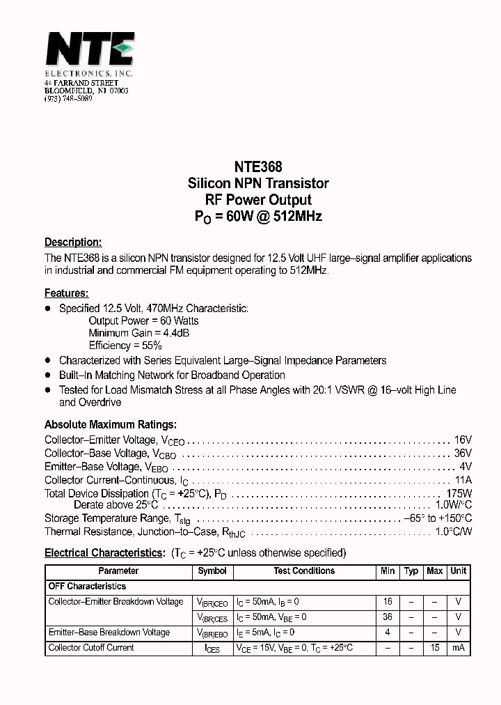 NTE368_1290877.PDF Datasheet