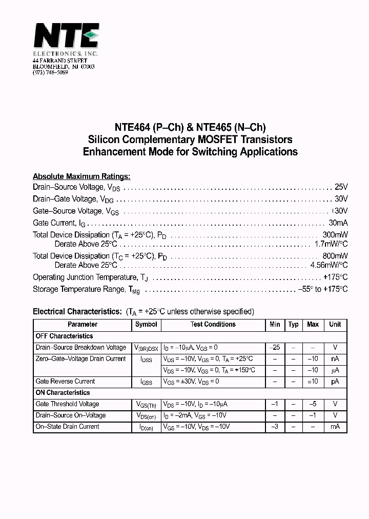 NTE465_1290907.PDF Datasheet