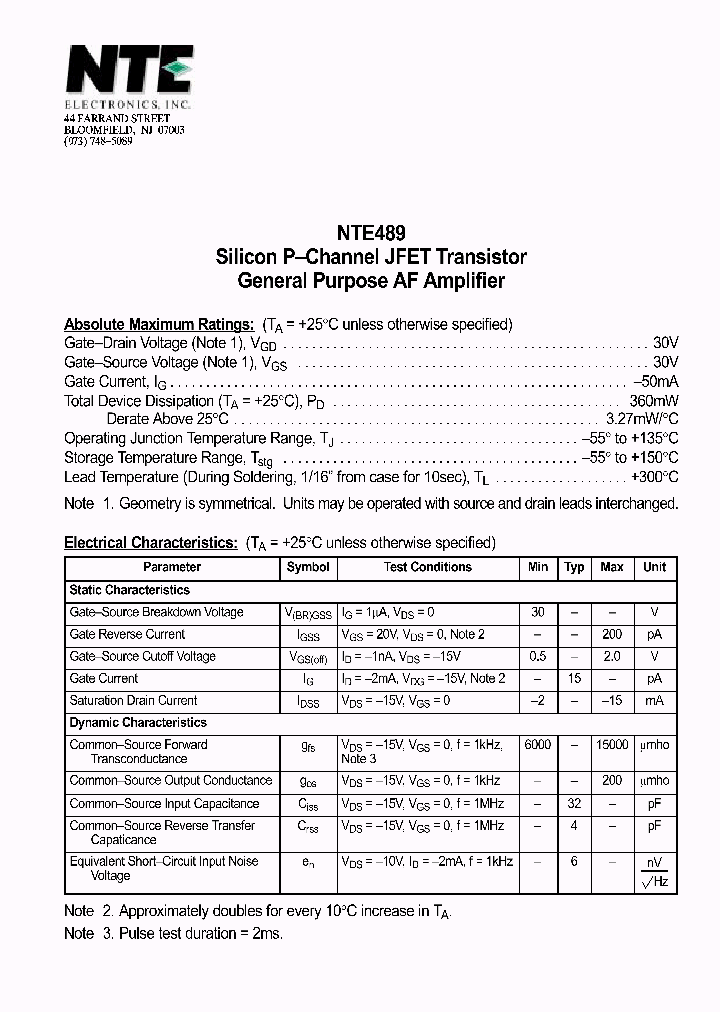 NTE489_1290925.PDF Datasheet