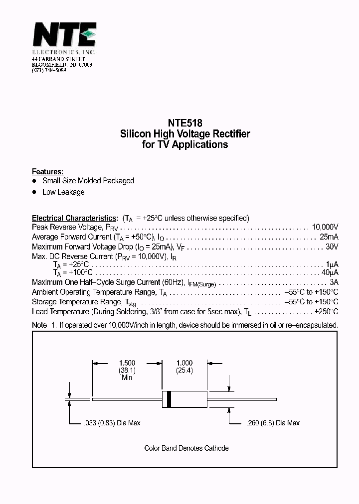 NTE518_1290944.PDF Datasheet