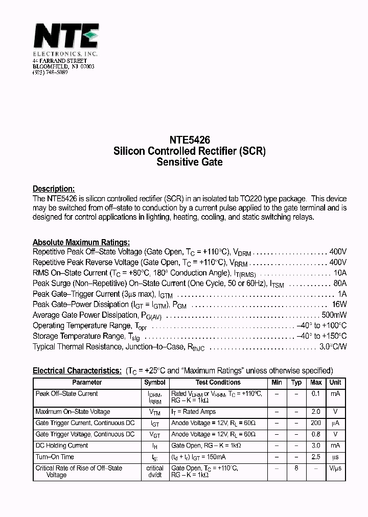 NTE5426_1290971.PDF Datasheet