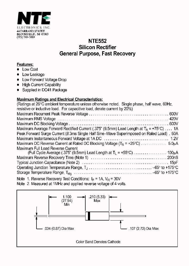 NTE552_1290988.PDF Datasheet