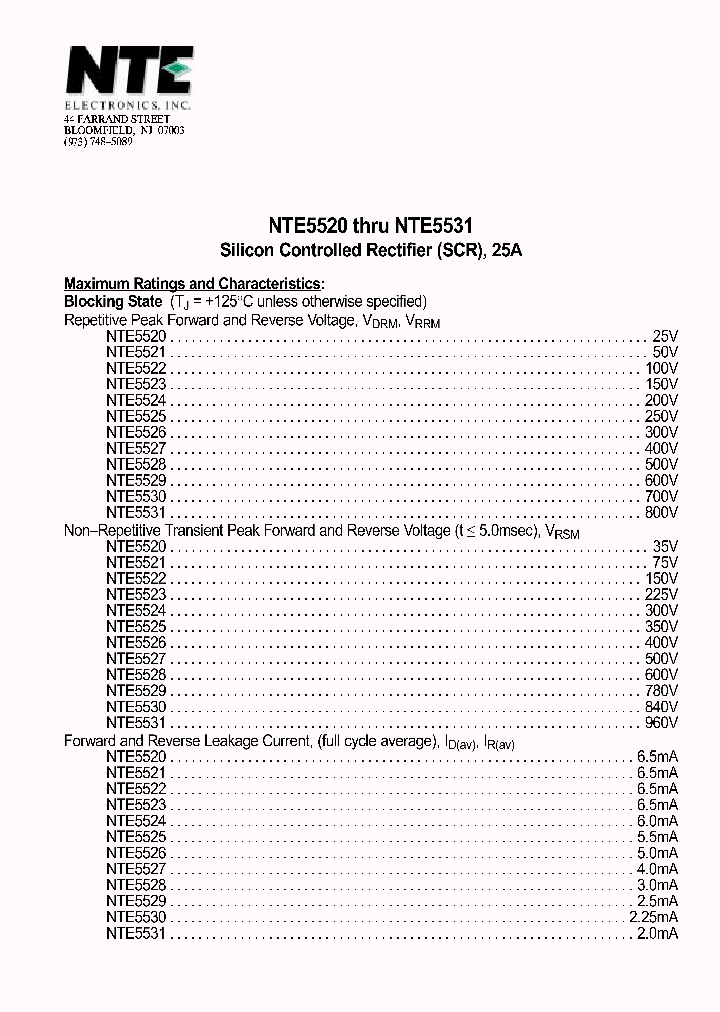 NTE5531_1290990.PDF Datasheet
