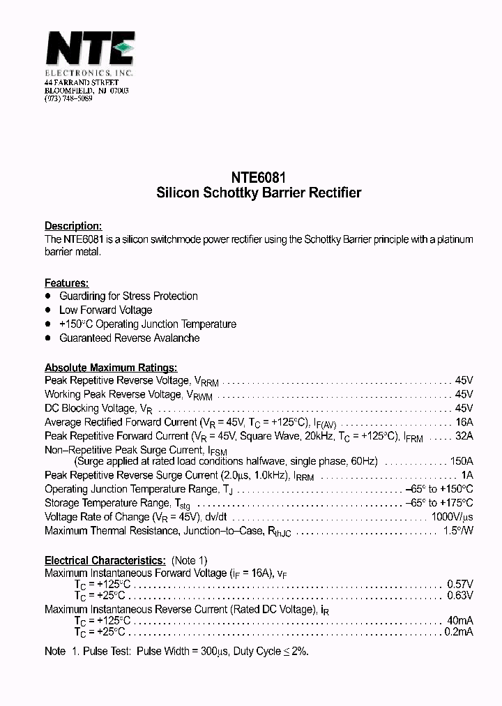 NTE6081_1291105.PDF Datasheet