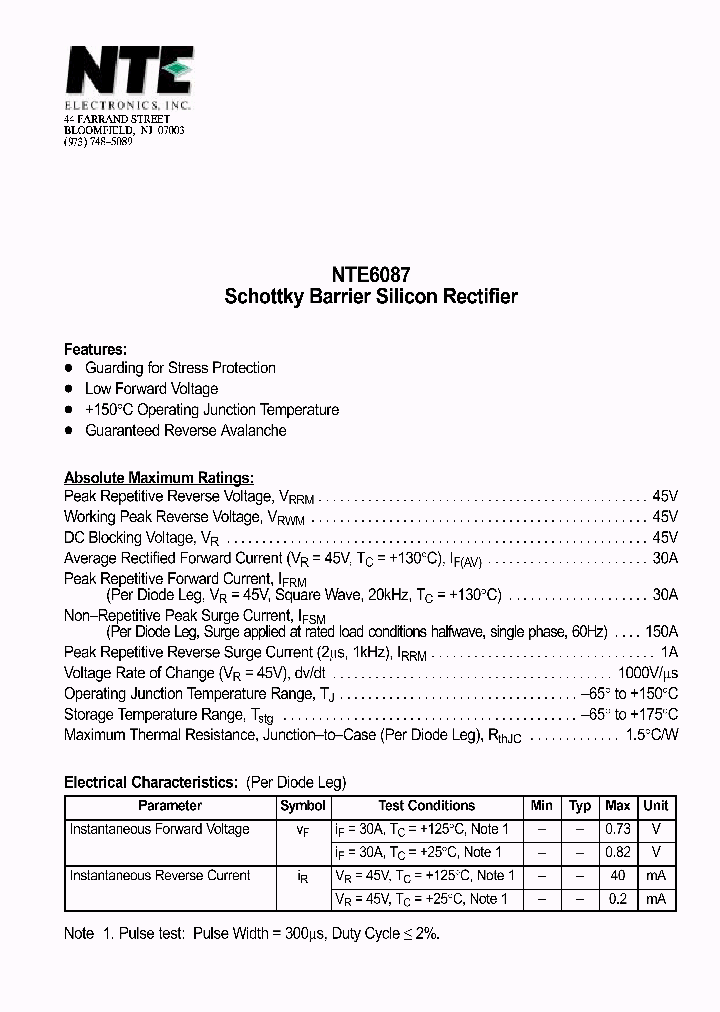 NTE6087_1291109.PDF Datasheet