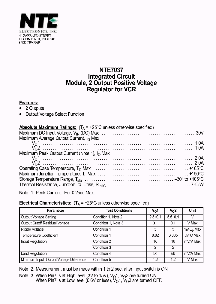 NTE7037_1291200.PDF Datasheet