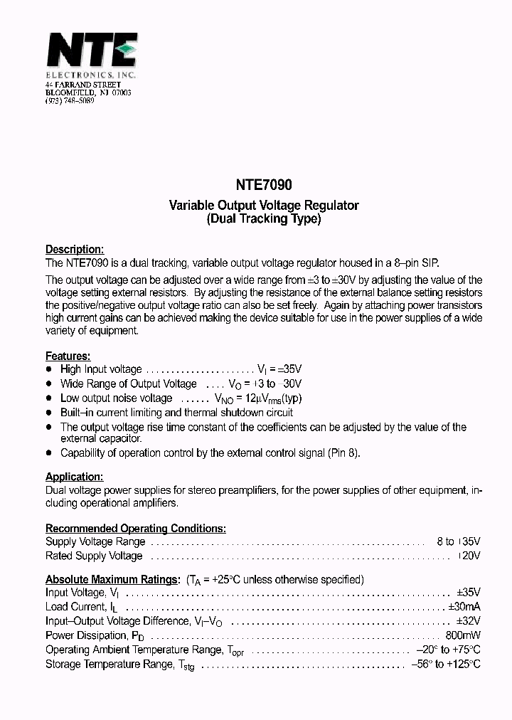 NTE7090_1291234.PDF Datasheet Download --- IC-ON-LINE