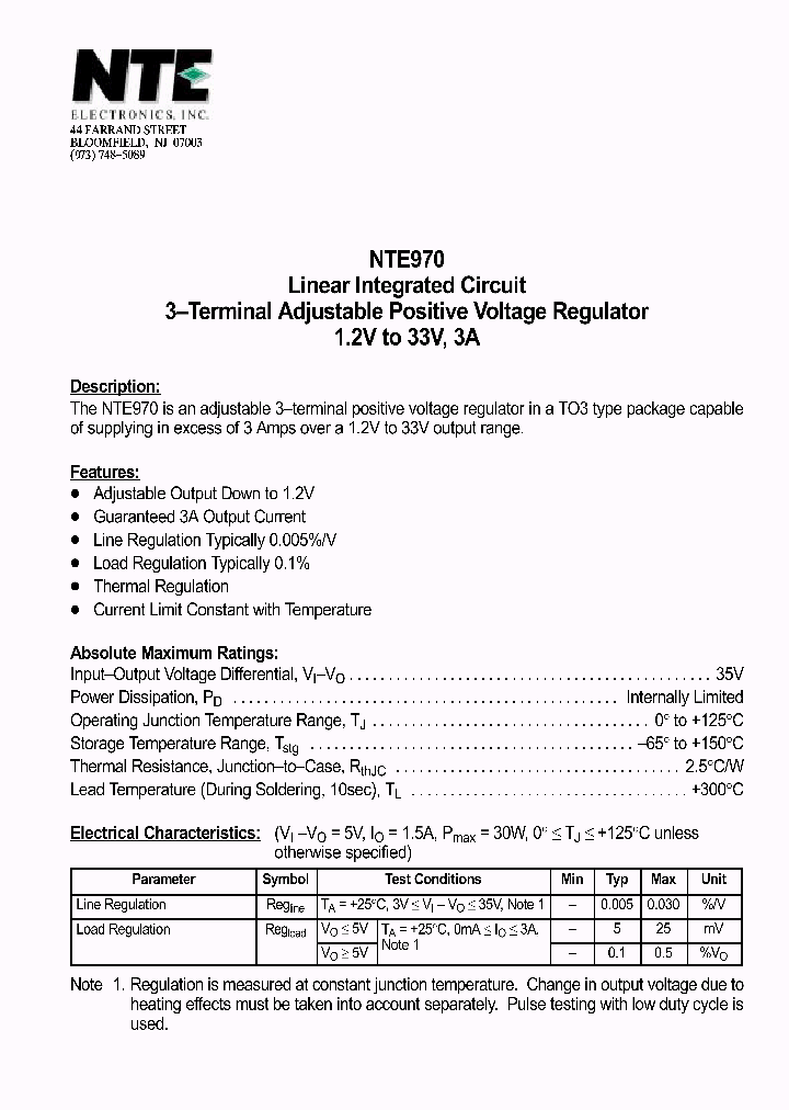 NTE970_1291423.PDF Datasheet