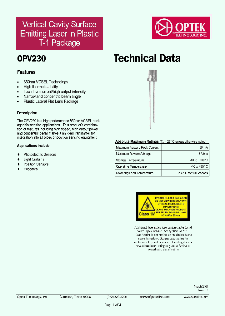 OPV230_1139117.PDF Datasheet