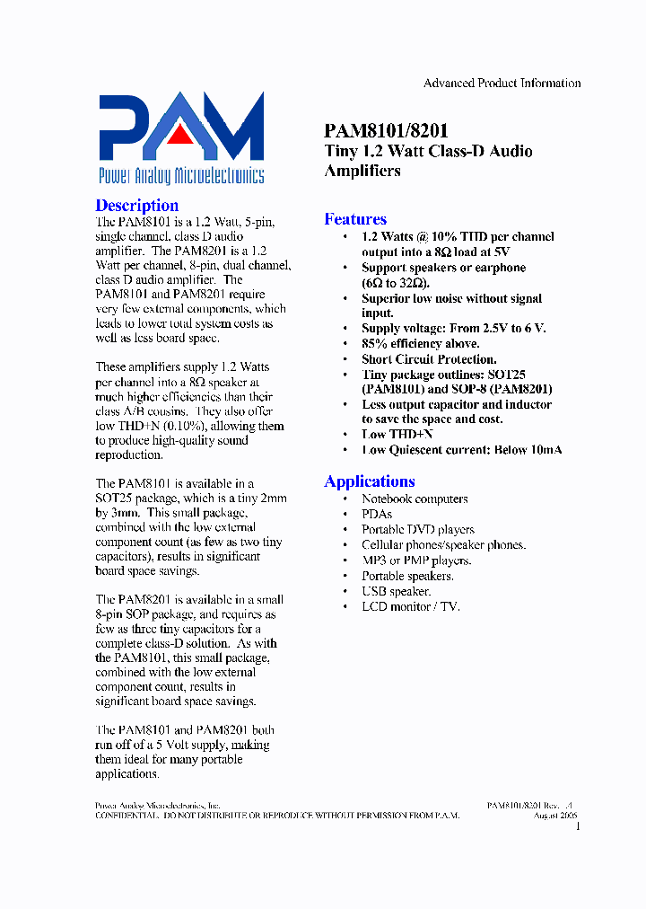 PAM8101_764778.PDF Datasheet