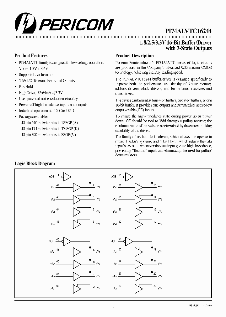 PI74ALVTC16244_1295956.PDF Datasheet Download --- IC-ON-LINE